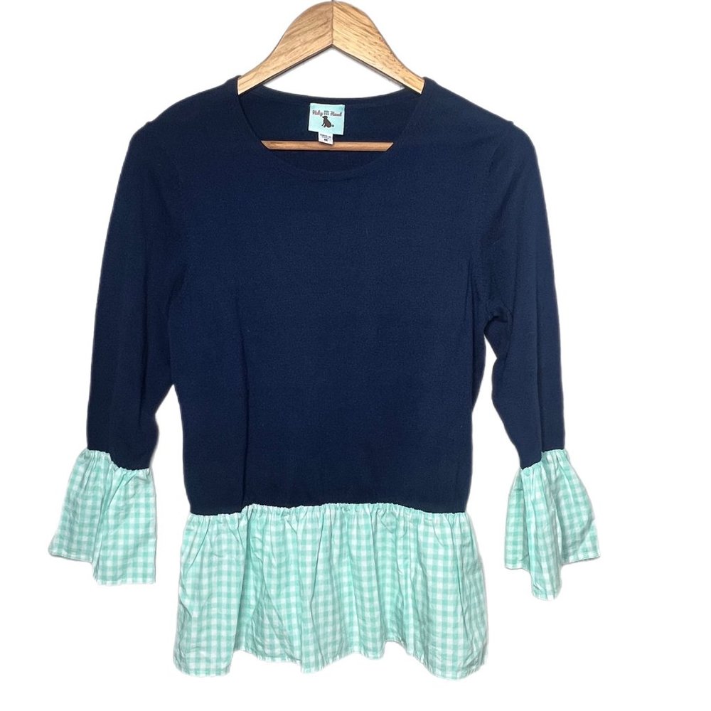 Haley and The Hound Navy and Gingham Top